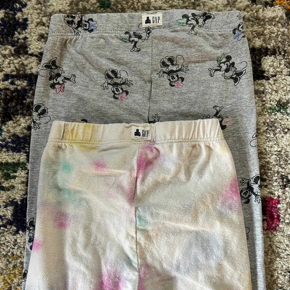 Lot of (2) Gap Disney Minnie Mouse & Graffiti Toddler Leggings Girls Sz 3T